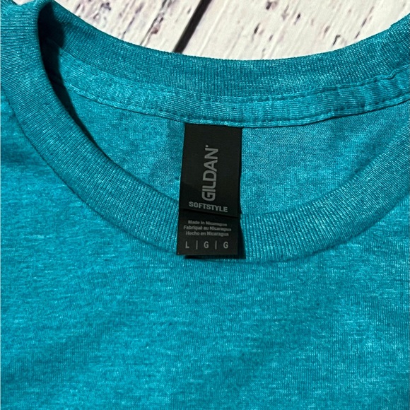 Funny graphic tee, Heather Galapagos Blue, Large, Mood: Meh - Picture 2 of 2